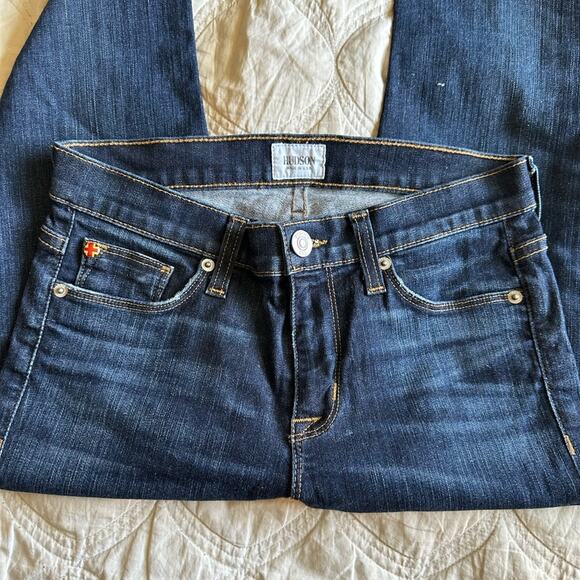 HUDSON Nico Super Skinny MidRise Dark Wash Jeans With Raw Hem - Picture 5 of 6